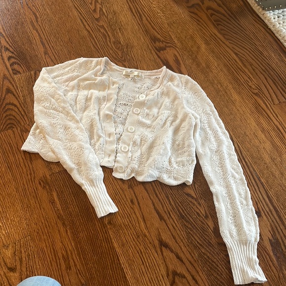 Loveshackfancy Eyelet cropped cardigan. size Small